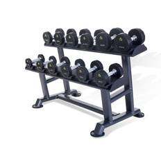 Physical Company PU Dumbbell Sets With Saddle Racks - 10 Pair (4kg-25kg) 2 Tier Rack