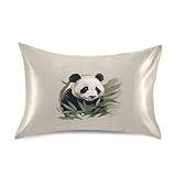Panda bambu satin örngott, mjukt kuvertstängning kuddöverdrag för hud och hår standard örngott storlek 50 x 102 cm