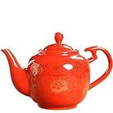 Hdbcbdj Tekanna Household Ceramic Red Tea Set Double Happiness Teapot Toast Teapot