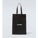 Jil Sander Logo cotton canvas tote bag - black - One size fits all