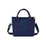 Elmyse handväska för kvinnor canvasväska stor kapacitet flera fack crossbody axelväska för researbete (B), marinblå