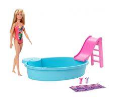 Barbie Pool Party Blonde Doll Playset Donut Inflatable Bath Swimming Water Play 