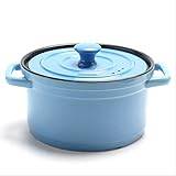 Household Ceramic Casserole Household Kitchen Enamel Soup Pot stew Pot Milk Pot-Red (Color : Pink) (Blue 2)