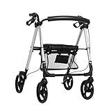 Walker, hopfällbar 4 hjul rollator rollator med sits och hjul Gåhjälp för seniorer Höjdjusterbar shoppingvagn med korg