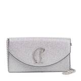 Christian Louboutin Loubi54 glitter leather clutch - silver - One size fits all