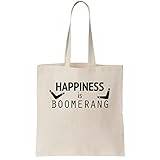 Functon+ Happiness Is Boomerang Canvas Tote Bag, beige
