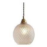 LED Pineapple Shade Pendellampa Europeisk stil Justerbar metall köksö takhängande lampa, enkel retro glas pendellampa kompatibel med vardagsrum, sovrum, kök ，Crystal pendellampa f