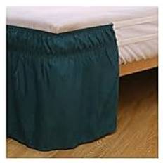Sängkjol sängkappa lindas runt elastiska kjolar säng volanger damm volanger pastoral enfärgad sängkjolar tvilling/full/drottning/kung 15 tum kappa lakan (färg: Mörkgrön, storlek: King)