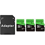 KEXIN Micro SD-kort 32 GB 3-pack MicroSDHC minneskort klass 10 höghastighetskort Micro SD 32 GB UHS-I TF-kort, C10, U1, SD-adapter inkluderar