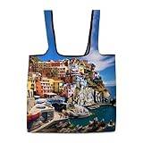 Manarola Italien - Cinque Terre Coastal Town återanvändbar matkasse vikbar shoppingväska förvaring tygväskor med handtag för arbete resor
