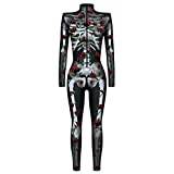Skeleton Onesie Vuxen,Halloween Skelett Bodysuit | Kvinnor Halloween-kostymer för Cosplay-fester, maskeradfester, design med dragkedja på baksidan Zceplem