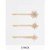 ASOS DESIGN – Guldfärgade hårspännen med stjärndesign och strass, 3-pack - No Size