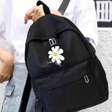 White Daisy Contrast Color Large Capacity Multi-Pocket Casual And Versatile Fresh Student Backpack, Primary School Students, Middle School Students, H