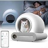 Självrengörande kattsandsfack, automatisk katttoalett med dubbla sensorer, stor kapacitet/säkerhetsskydd/luktborttagning/appkontroll, automatisk smart kattlåda