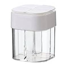 MOEIDO Sockerskålar 4 In 1 Spice Container Jar Set Salt And Pepper Seasoning Bottle Lid Kitchen Condiment Cruet Storage Container Rack For Home BBQ (Color : White)