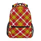 Buffalo geometrisk rutig röd bokväska skola student ryggsäck för resor tonåringar flickor pojkar barn, Mönster, M