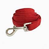 Red Dot Dog Collar Leash Bow Tie Adjustable Pet Puppy Cotton Dog Collar-leash, L