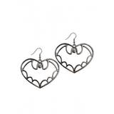 Bat Outline Heart Earrings