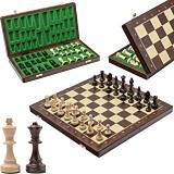 Master of Chess Trä Schackbräde med Schackpjäser för Turnering 41 cm - Handgjort Reseschackspel som är Vikbart - Stort Schackspel för Barn och Vuxna - Figurer STAUNTON NO.4