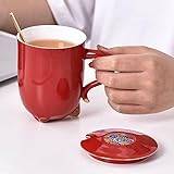 Kreativ personlighet kopp, keramik kreativ personlighet trend tjej stor kapacitet mugg par kaffekopp med lock sked (Color : 1)