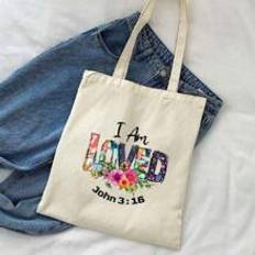 ''I Am Loved''Print Minimalist Lightweight,Portable,Classic,Casual Fashion Solid Color Tote Bag Black Shopping Original Unisex Travel Bags Foldable Sh