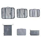 Travel Packing Cube Compression Travel Bagage Cube Waterproof Resecase Organizer PACK PACKING PAG FOVE GRÅ GRÅ 6st.