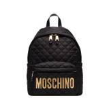 Moschino - quiltad ryggsäck med logotypplakett - dam - nylon - one size - Svart