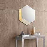 Hexagon-spegel 70 x 80 cm med laminerade marmordekorationer - CHARLIE (elfenben/guld)