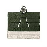 Sovsäcken håll dig varm och mysig med denna lätta filt med huva poncho sovsäck, bärbar termisk för utomhusutrustning (mörkgrön)