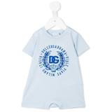 Dolce & Gabbana Kids - kortärmad sparkdräkt med logotyp - barn - polyamid - 9-12 - Blå