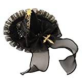 Dam filt ull häxa hatt trollkarl mini keps pannband för halloween fest dekor (svart)