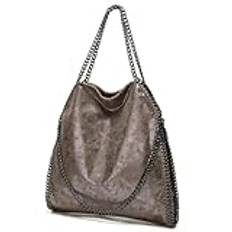 JUCHRZEY Kvinnor Fyrkantig pendlingsväska Kedjeväska med stor kapacitet Enkel shoppingväska Enfärgad Vintage Messenger Bag Retro Daily Bag (silver)