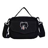 Mini björnmönster crossbody-väska för kvinnor söt lätt vardagsväska Kawaii messengerväska med justerbar rem, Svart