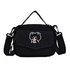 Mini björnmönster crossbody-väska för kvinnor söt lätt vardagsväska Kawaii messengerväska med justerbar rem, Svart