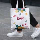 Navy Floral Personalised Tote Bag Birthday Gift