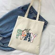 '' Just PRAY" Print Minimalist Lightweight,Portable,Classic,Casual Fashion Solid Color Tote Bag Black Shopping Original Unisex Travel Bags Foldable Sh