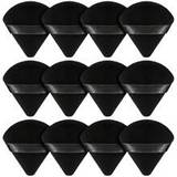 SHEIN 12 Pcs Triangle Powder Puff For Loose & Cosmetic Foundation, Soft Velour Black Makeup Puff For Contouring, Cloud Kiss Makeup Sponges Beauty Makeup Too