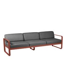 Fermob - Bellevie 3 Seater Sofa Graphite Grey Cushions, Red Ochre - Soffor utomhus - Pagnon & Pelhaître