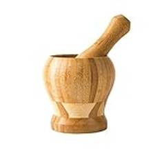 100% naturlig bambu mortel och mortelstöt - Manuell mäskgryta för kryddor, örter, vitlök, peppar, guacamole och mer - Hushållsbambu kryddkvarn för krossning, pressning och mosning