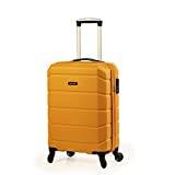 Kabinbagage, 55 x 40 x 20, Ryanair/liten resväska med hård resväska, ABS Trolley, lätt handbagage med 4 svängbara hjul Sulema, Amarillo, 55x40x20cm