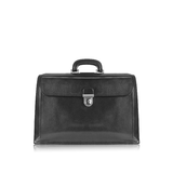 Black Italian Leather Buckled Large Doctor Bag