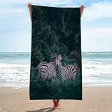 EXSANLIEAY Strandhandduk 70 x 150 cm mikrofiber handduk zebra badhandduk, camping resor nödvändigheter snabbtorkande handduk ultraabsorberande supermjuk strandfilt sandsäker strandhanddukar
