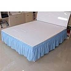Sängkjol, sängkappa dubbel solid sängkappa elastiskt lakan hotell sängkläder sängöverdrag utan yta kupa ljus hem sängskydd (färg: blå, storlek: 135 x 200 x 40 cm)