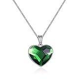 Original Kristaller från hjärtat hänge halsband för kvinnor Chic S925 Silver Collares Lovers Green
