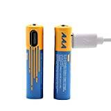 SZEMPTY Litium uppladdningsbara batterier AAA, 1,5 V USB Li-Ion AAA batteri uppladdningsbar, 750 mWh med typ C laddkabel, snabbladdning på 1 timmar (2-pack)
