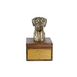 Art-Dog Handgjord Custom Dog Memorial Urna - Kallgjuten bronshundshuvud på björkbas – Långvarig personlig hundkremeringslåda – 16x28x16cm – Grand Danois I