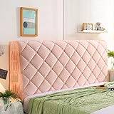 Sänggavel skydd sängöverkast för sänghuvud sänghuvud bräda rutig fluffig pläd sängöverdrag sänggavlar madrass dyna elastiskt dra-på-lakan sänggavel ryggstöd skydd (färg: rosa, storlek: B 210 x H 65