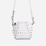 Storm Studded Detail Cross Body Bag In White Faux Leather,, White