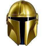 Golden Mandolorian Armor stål hjälm mask bärbar, kopia, cosplay, samlarobjekt. Halloween & julklappsartikel.