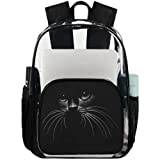 Söt djur katt svart genomskinlig ryggsäck, slitstark PVC skolväska för flickor pojkar tonåringar, transparent ryggsäck med laptopfack för kvinnor män arbete resor, Cute Animal Cat Black, 17.7" X 11.2" X 6.2"